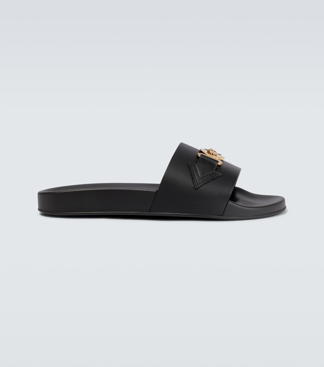 Medusa slides in black Versace Mytheresa