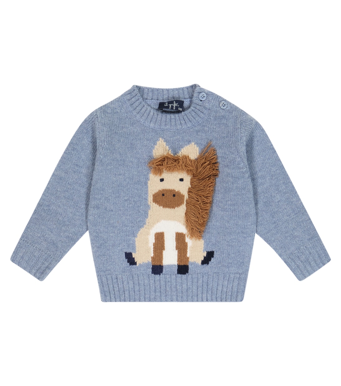 Baby embroidered intarsia wool sweater | Il Gufo