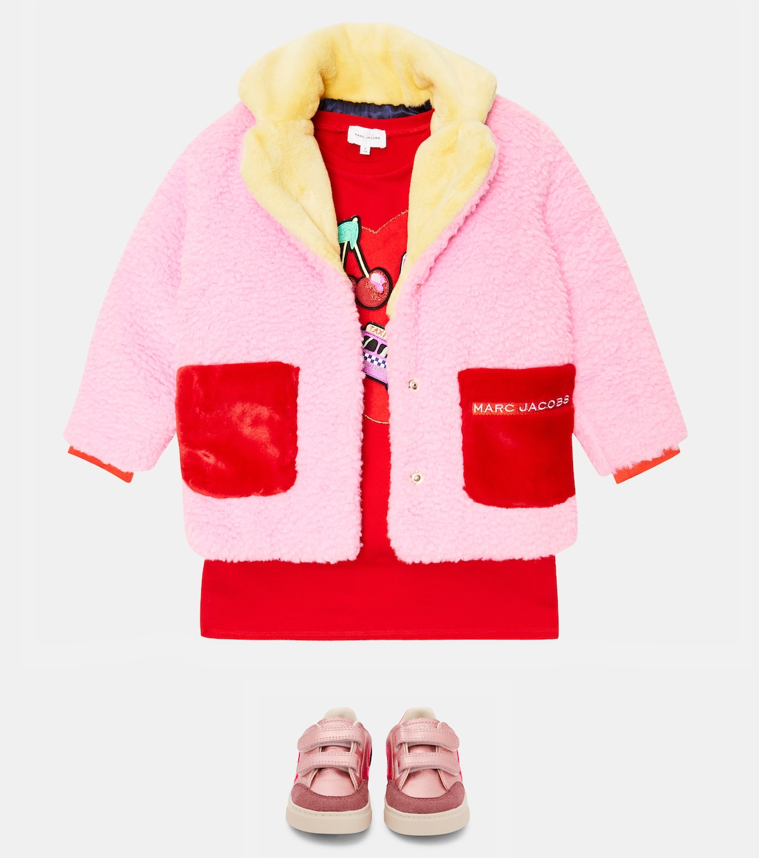 Colorblocked short faux fur coat | Marc Jacobs Kids
