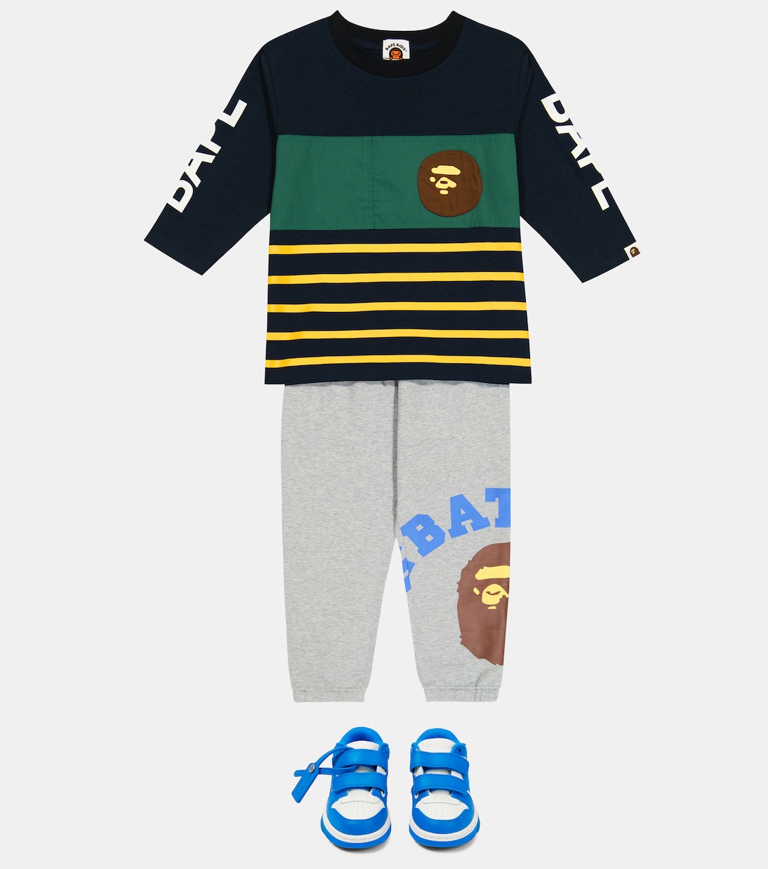 Camiseta en mezcla de algodón a rayas | BAPE Kids