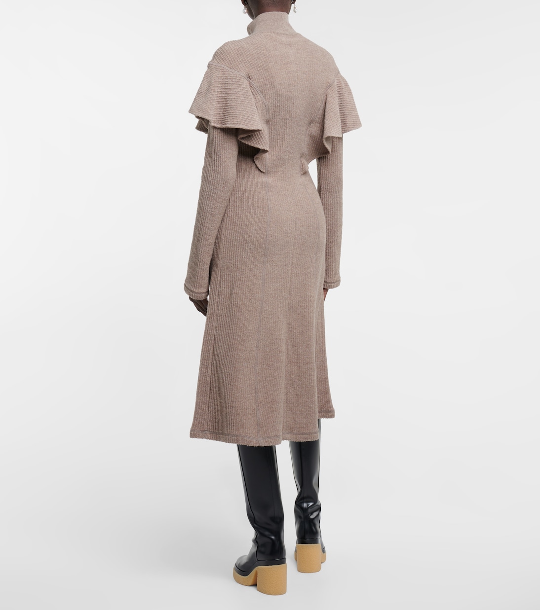 Abito midi in lana vergine a coste | Chloé
