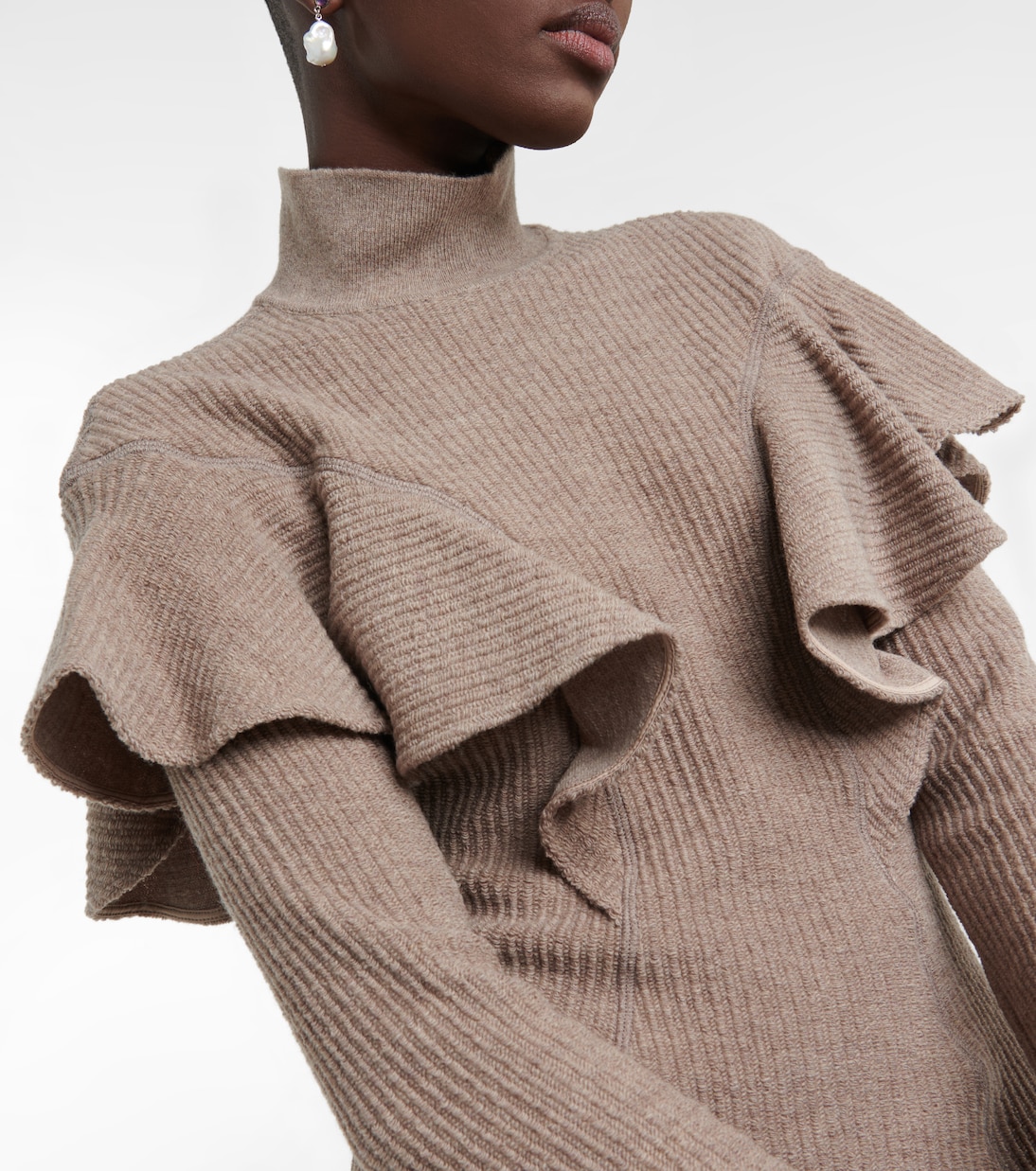 Abito midi in lana vergine a coste | Chloé