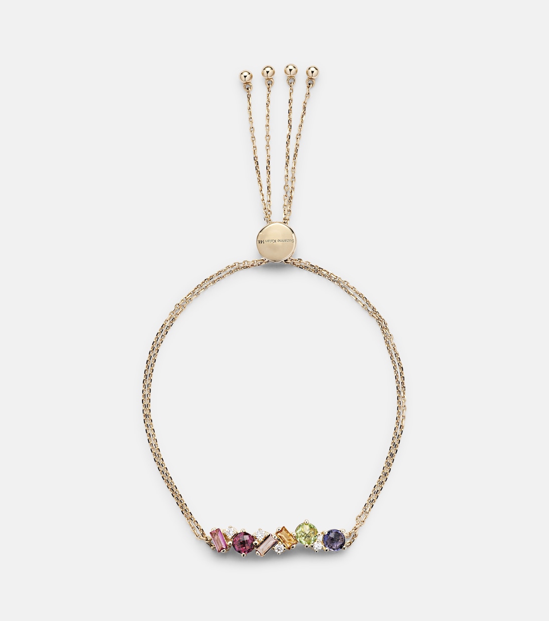 Bracciale regolabile in oro 14kt con pietre preziose, design moderno per giovani