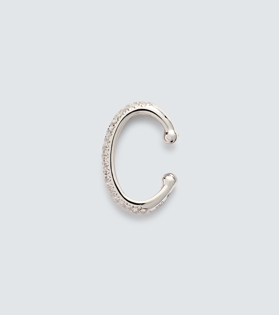 Jumbo 18kt white gold single ear cuff with white diamonds | Shay Jewelry