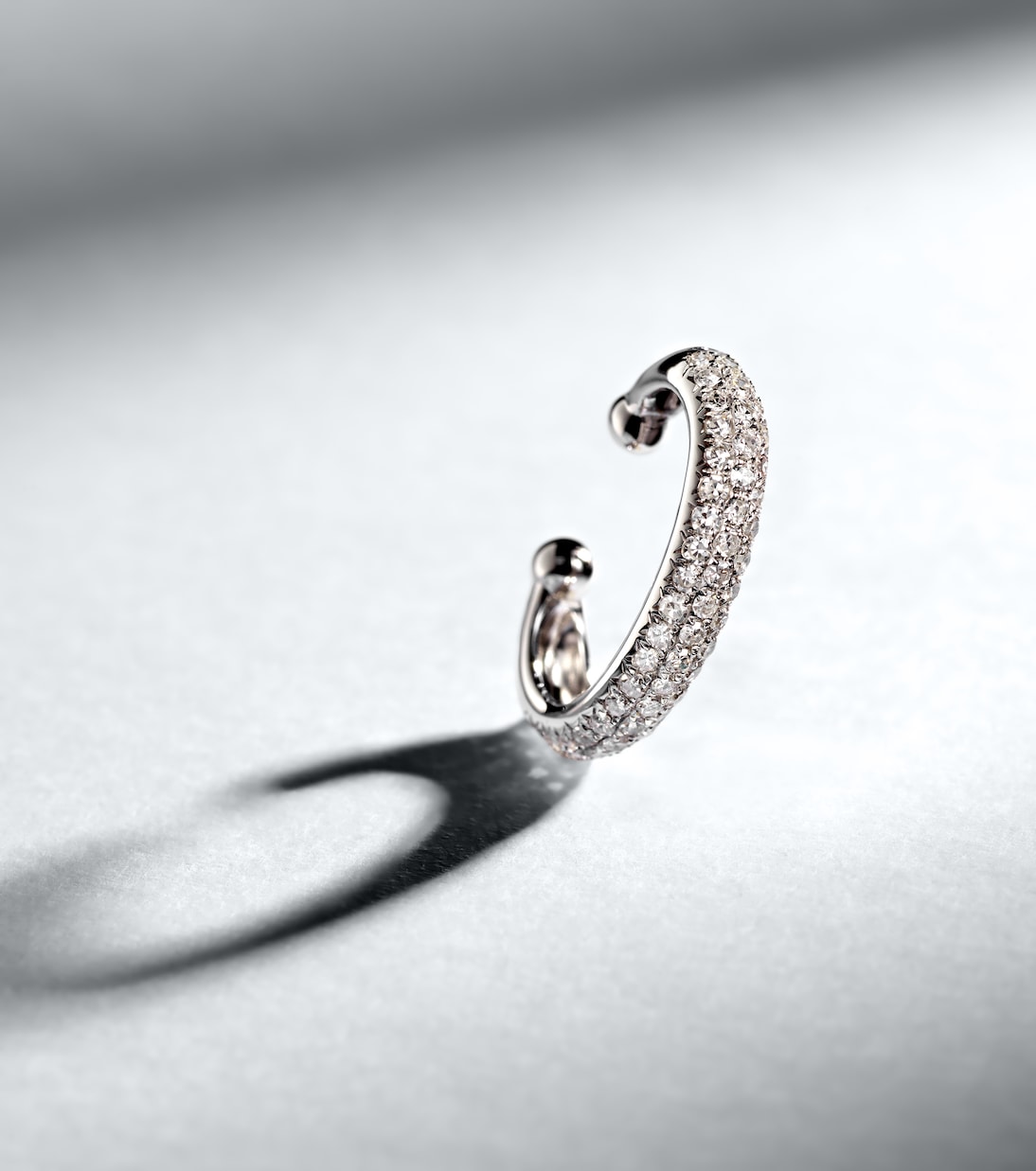 Jumbo 18kt white gold single ear cuff with white diamonds | Shay Jewelry