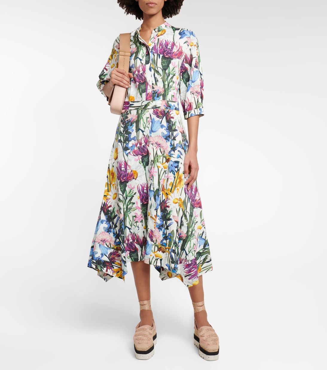 Floral satin midi dress | Stella McCartney
