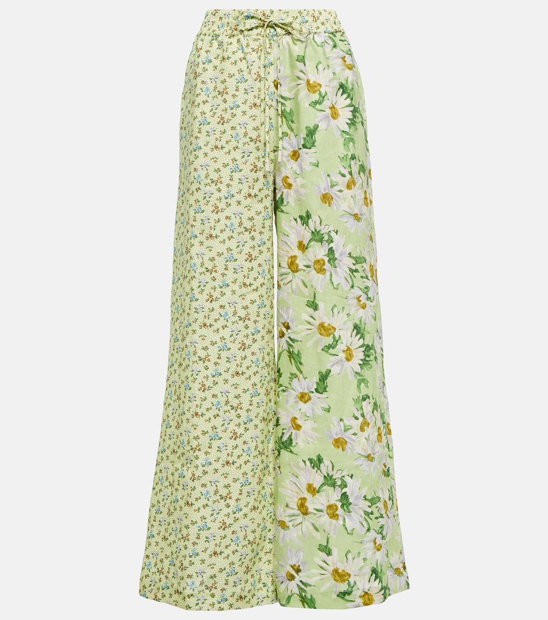 Pantalon ample en lin à fleurs | Alémais