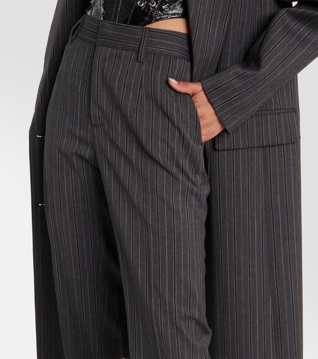 Pantalones rectos de tiro alto a rayas | Alessandra Rich