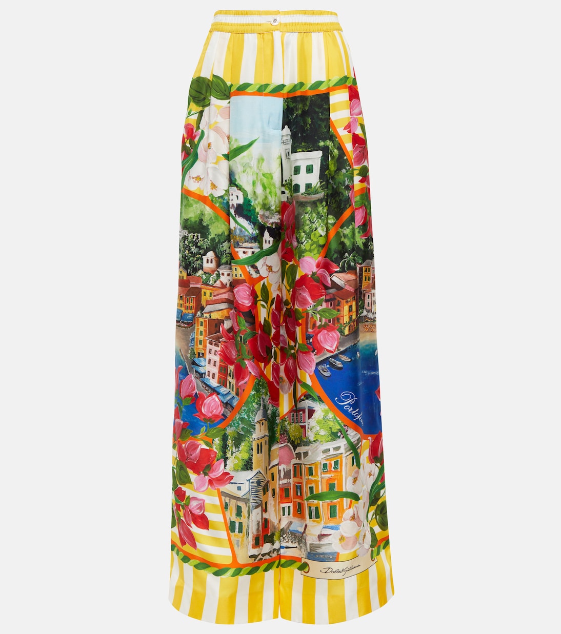 Pantalon ample Portofino à taille haute en soie | Dolce&Gabbana