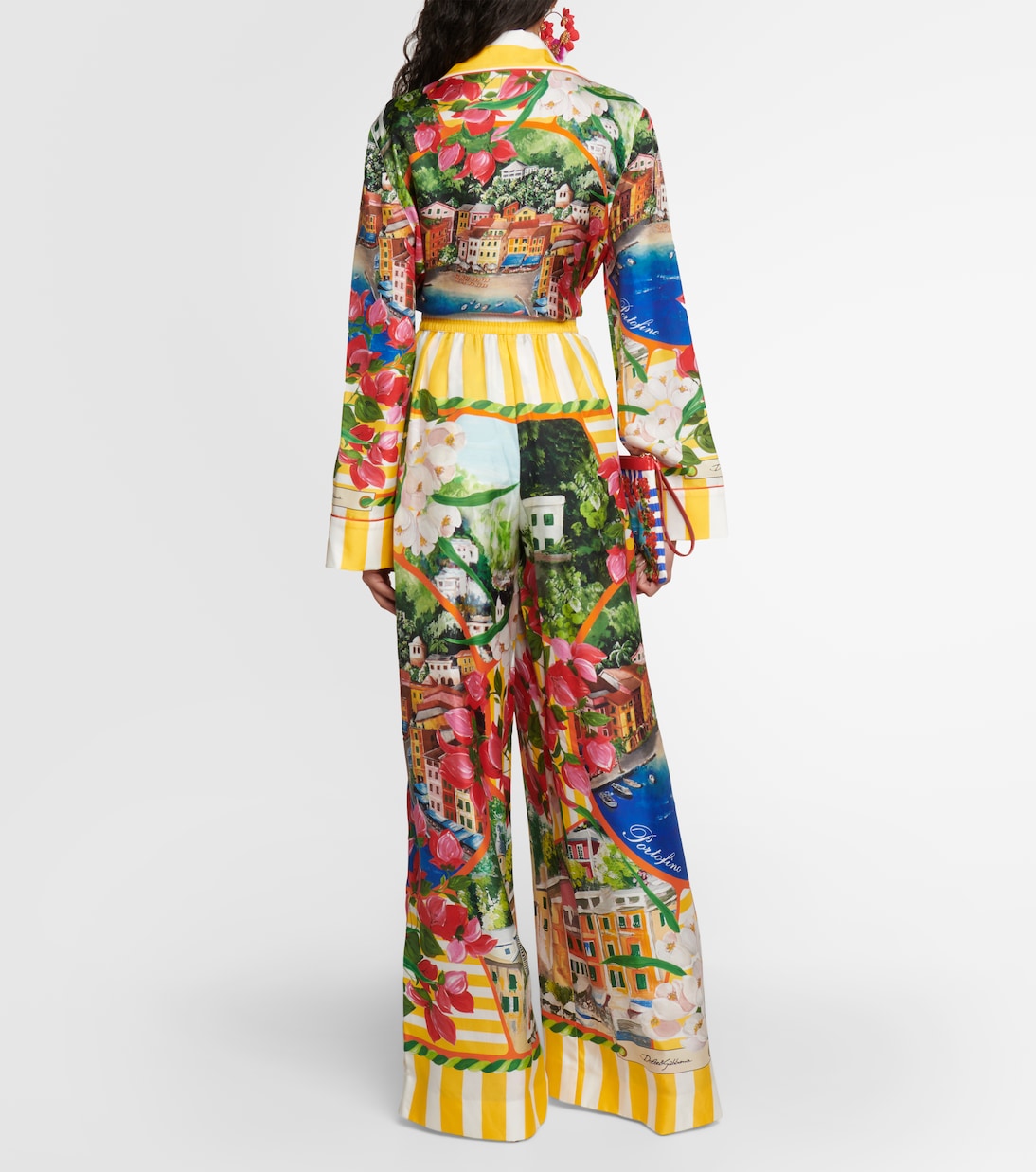 Pantalon ample Portofino à taille haute en soie | Dolce&Gabbana