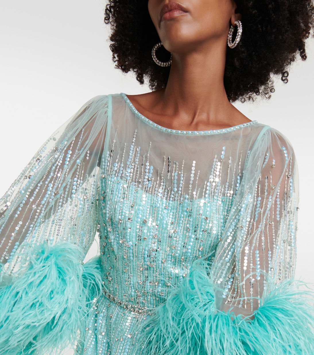 Imani embellished faux-feather trimmed gown | Jenny Packham