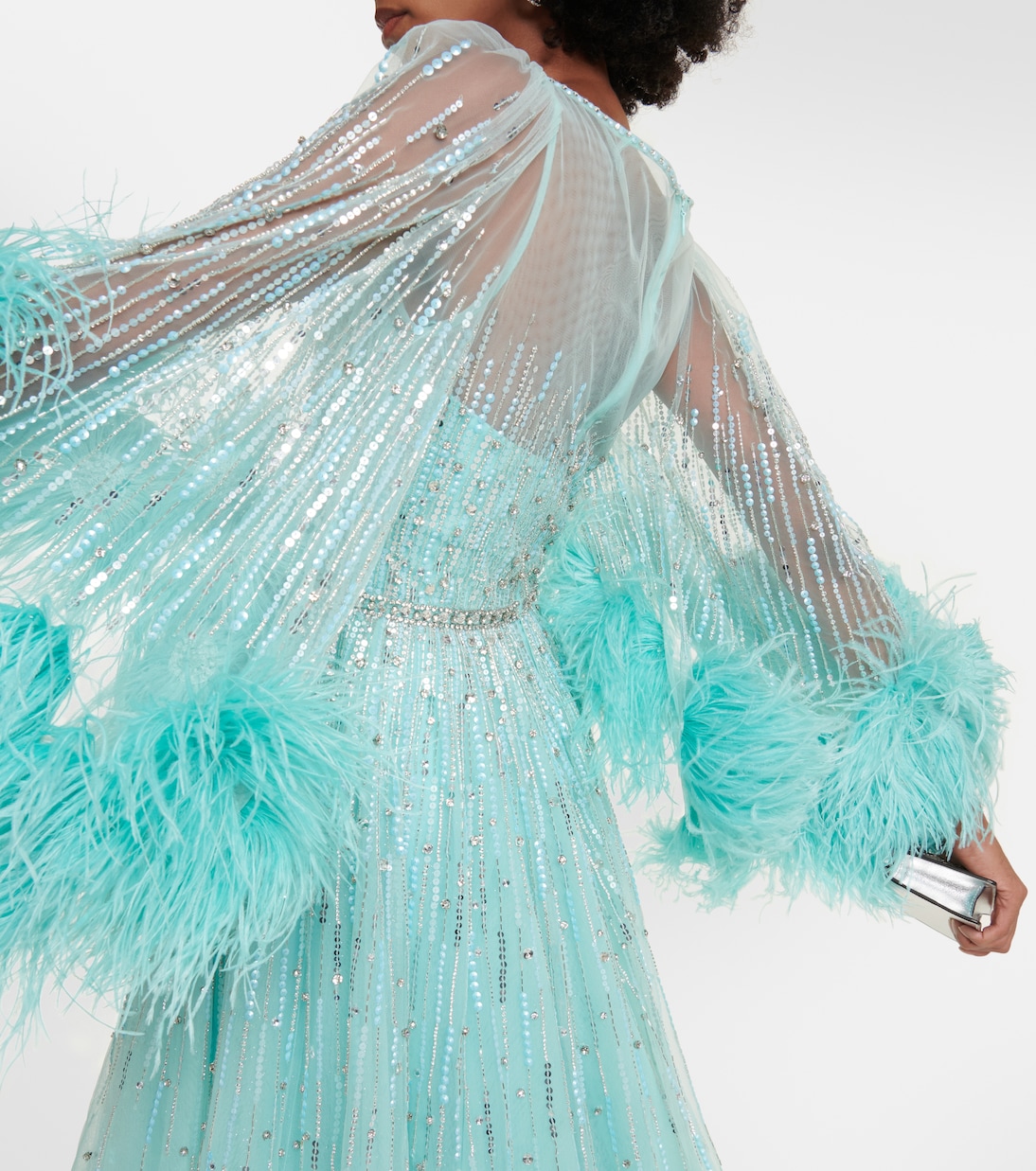 Imani embellished faux-feather trimmed gown | Jenny Packham