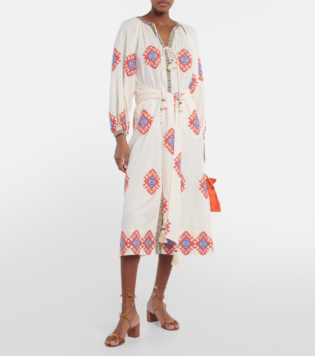 Vestido midi de algodón en jacquard | Johanna Ortiz