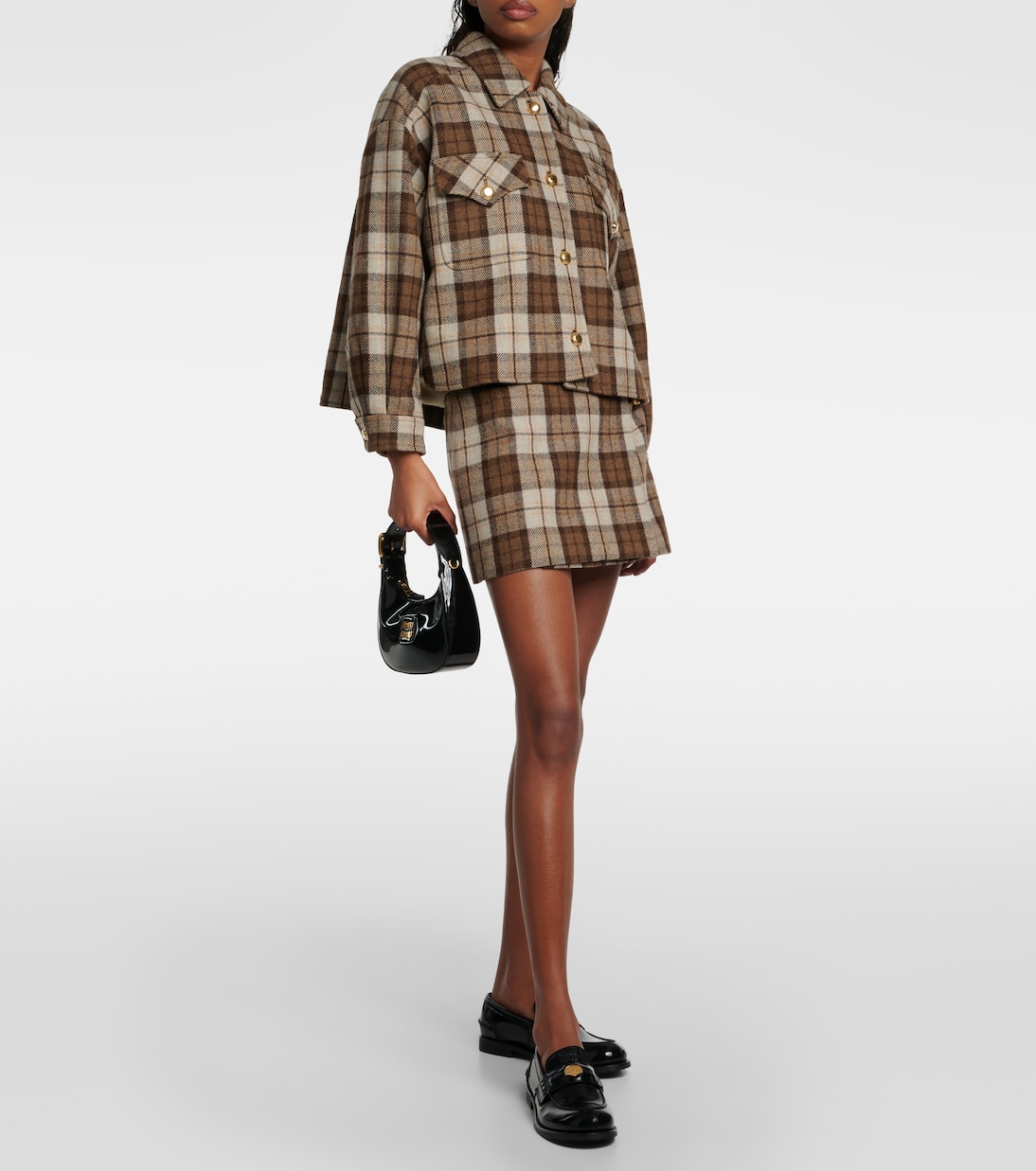 Checked wool-blend jacket | Miu Miu