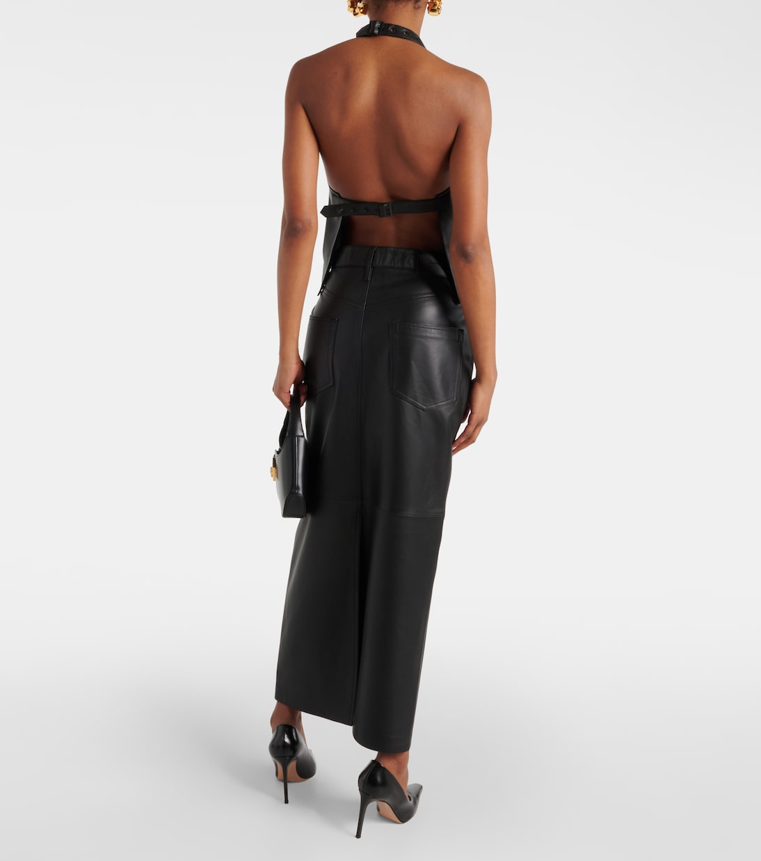 Top de piel con cuello halter | Wardrobe.NYC