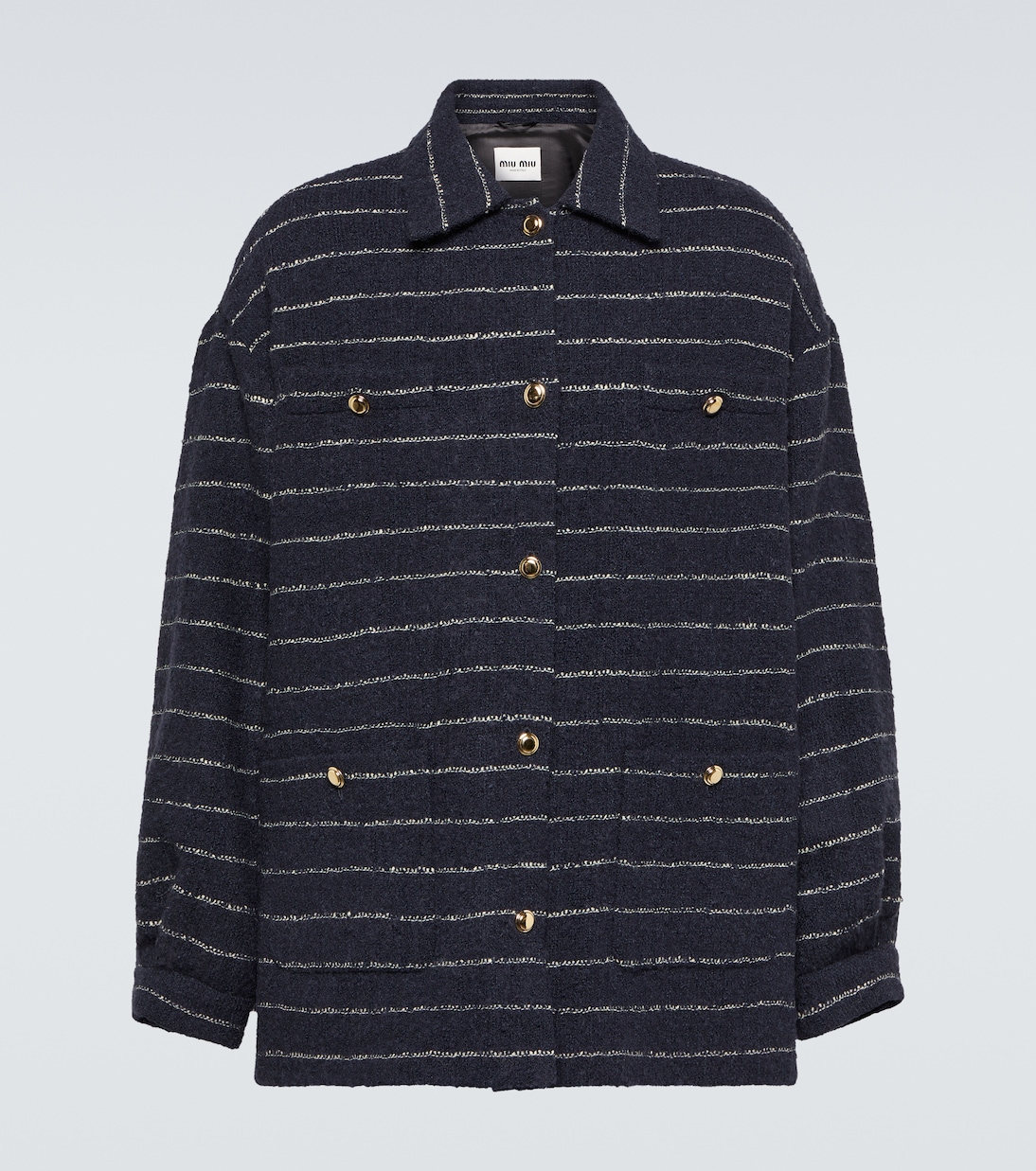 Giacca in bouclé di misto lana a righe | Miu Miu