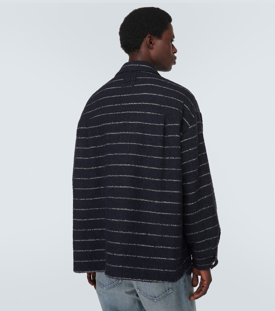 Giacca in bouclé di misto lana a righe | Miu Miu