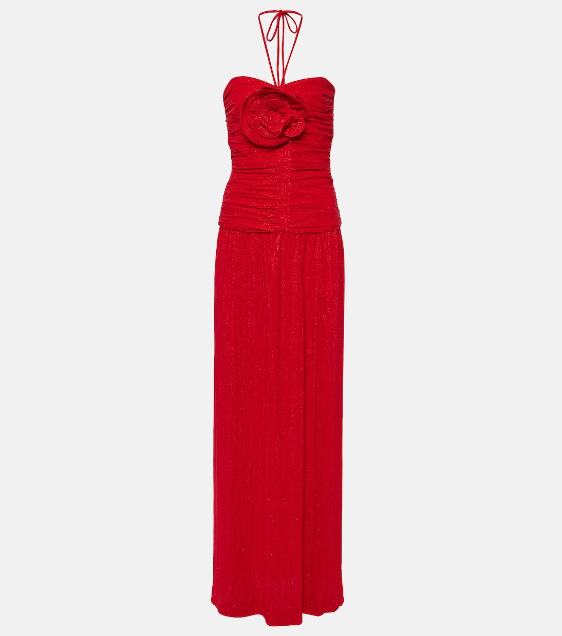 Samantha floral-appliqué ruched gown | Rebecca Vallance