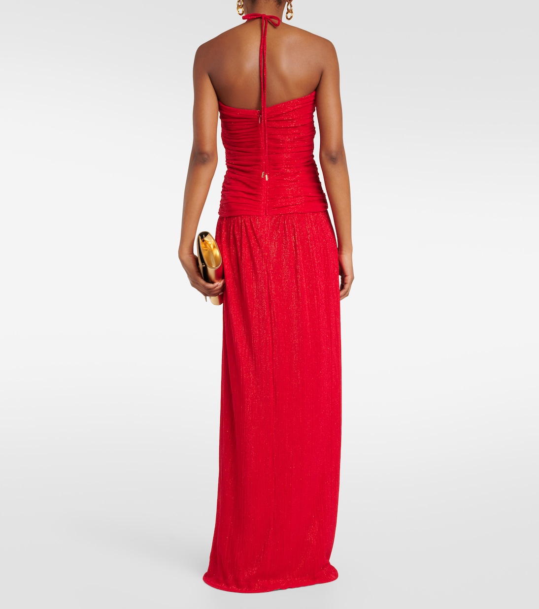 Samantha floral-appliqué ruched gown | Rebecca Vallance