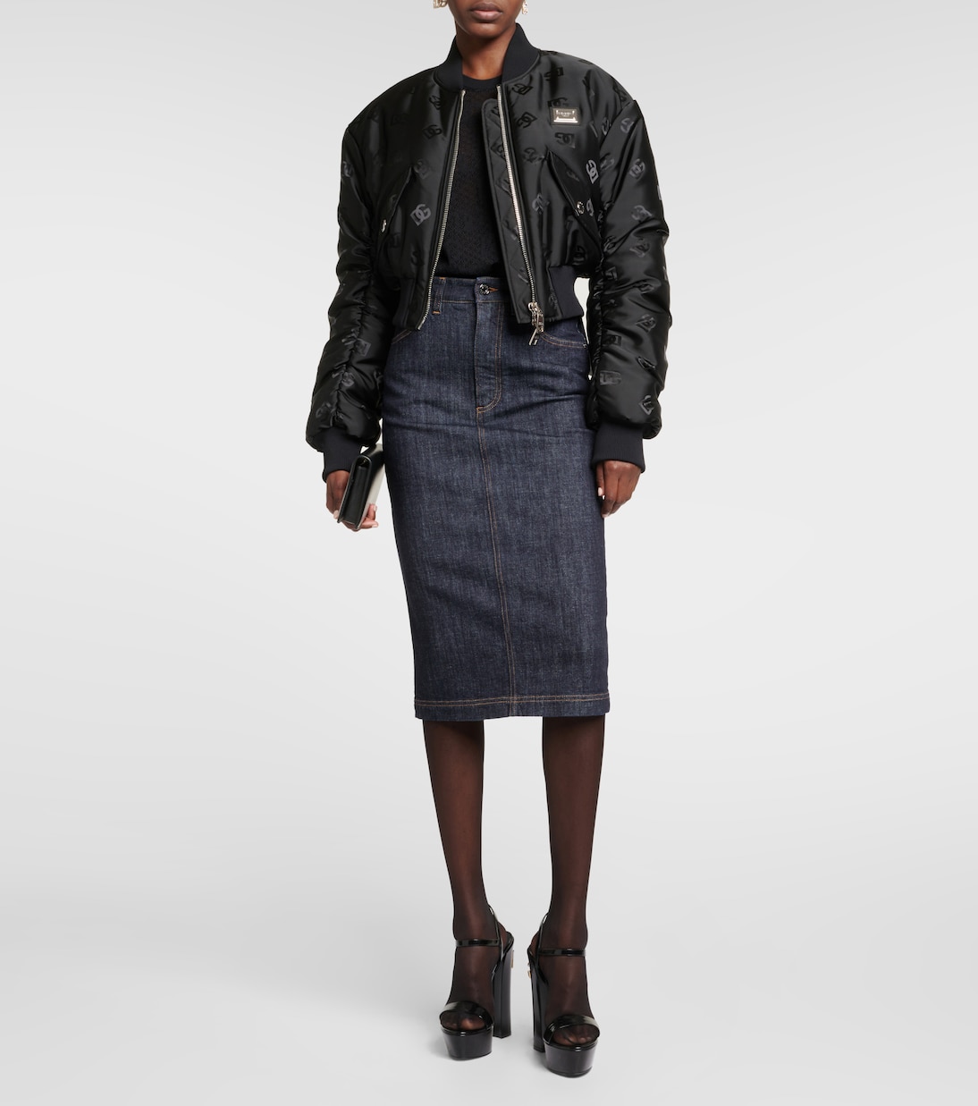 Jersey de jacquard con encaje y logo | Dolce&Gabbana
