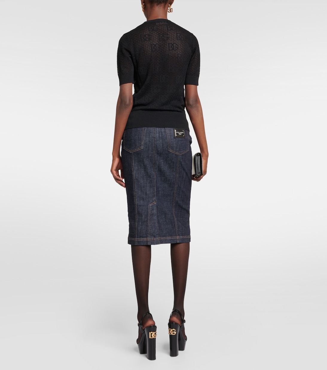 Jersey de jacquard con encaje y logo | Dolce&Gabbana
