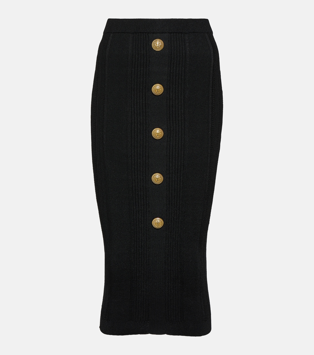 High-Rise-Midirock aus Rippstrick | Balmain