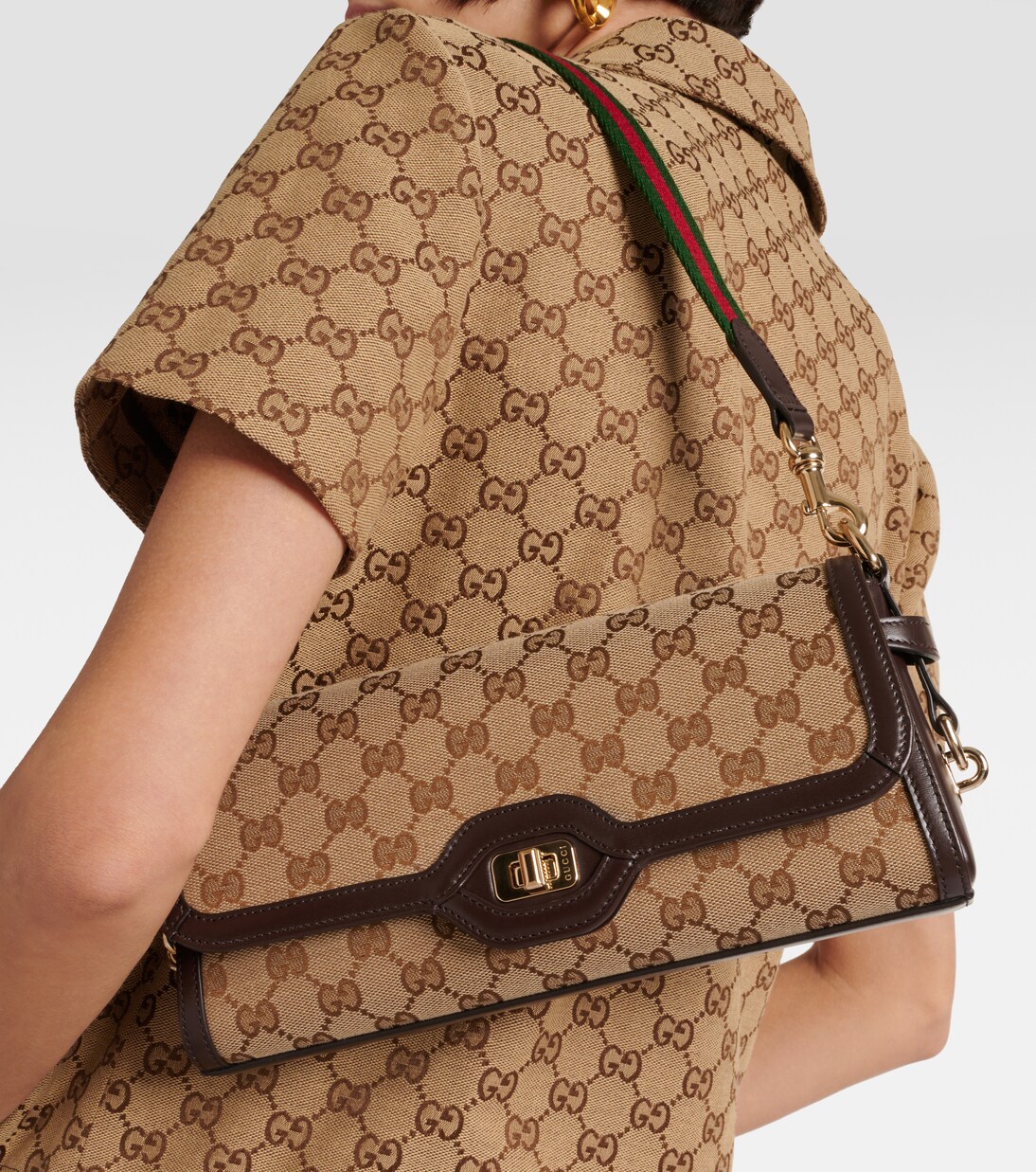 Gucci Luce Small GG canvas shoulder bag in beige Gucci Mytheresa