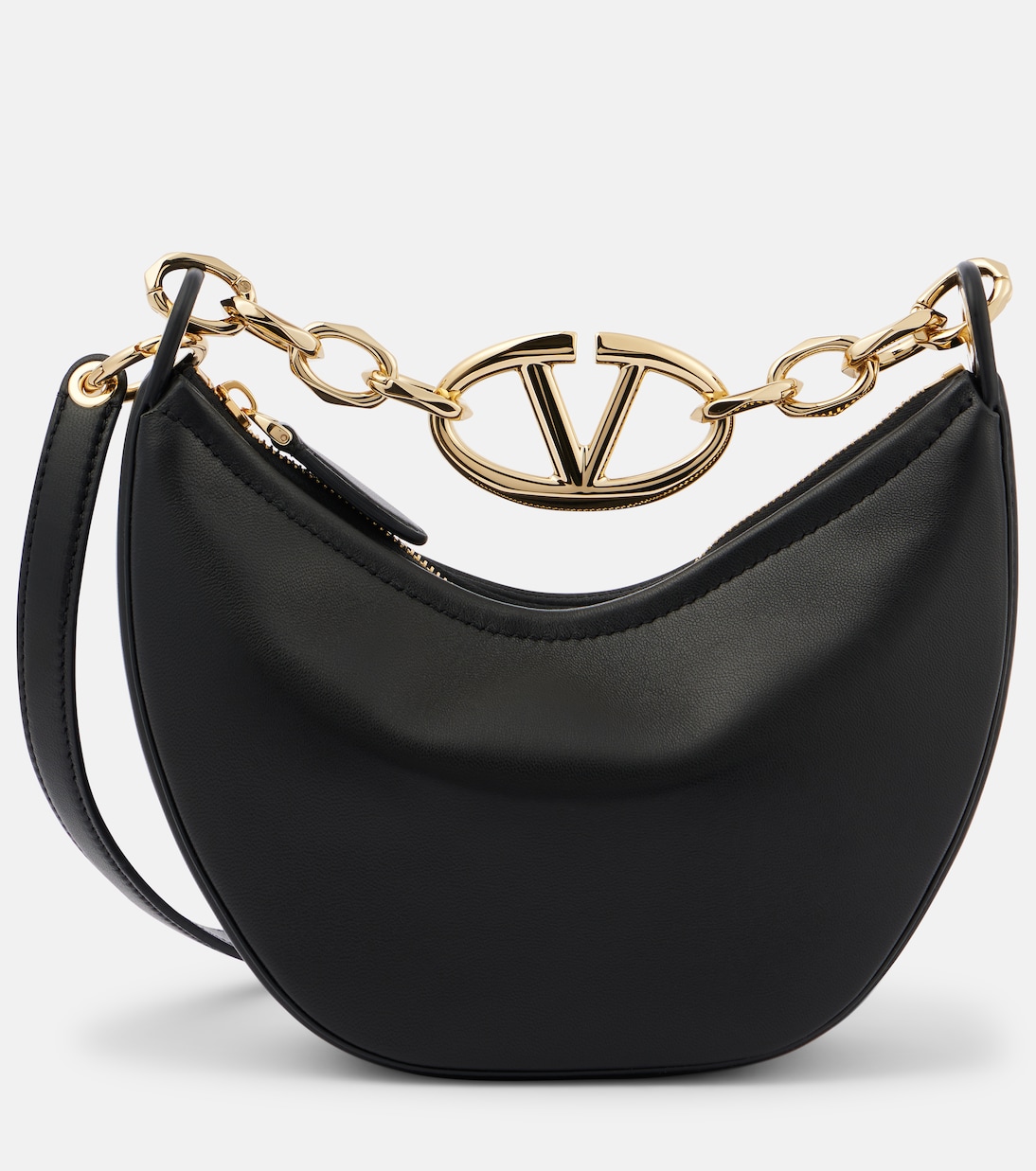 VLogo Moon Mini leather shoulder bag in black Valentino Garavani Mytheresa