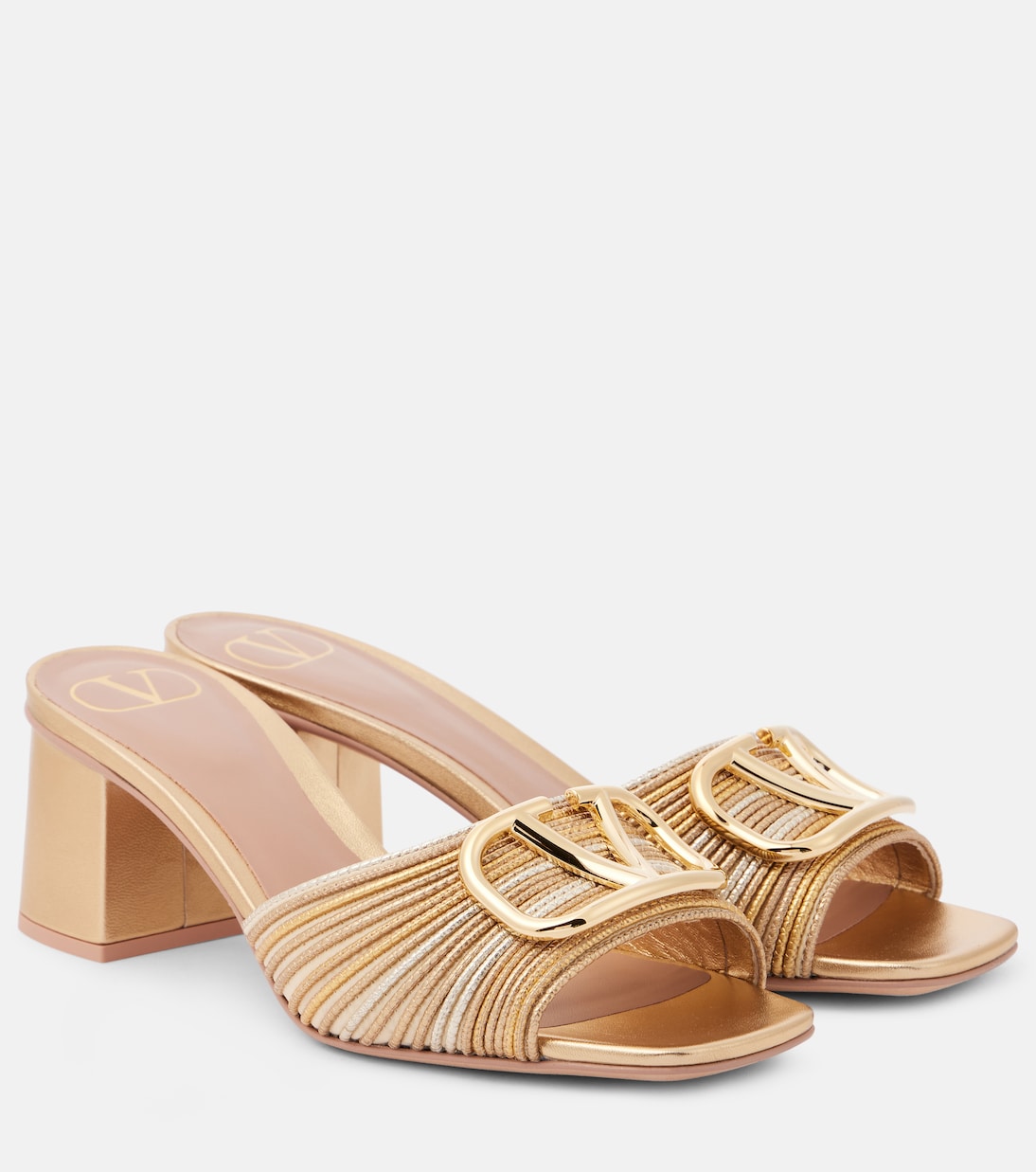 VLogo Signature 60 metallic mules in gold - Valentino