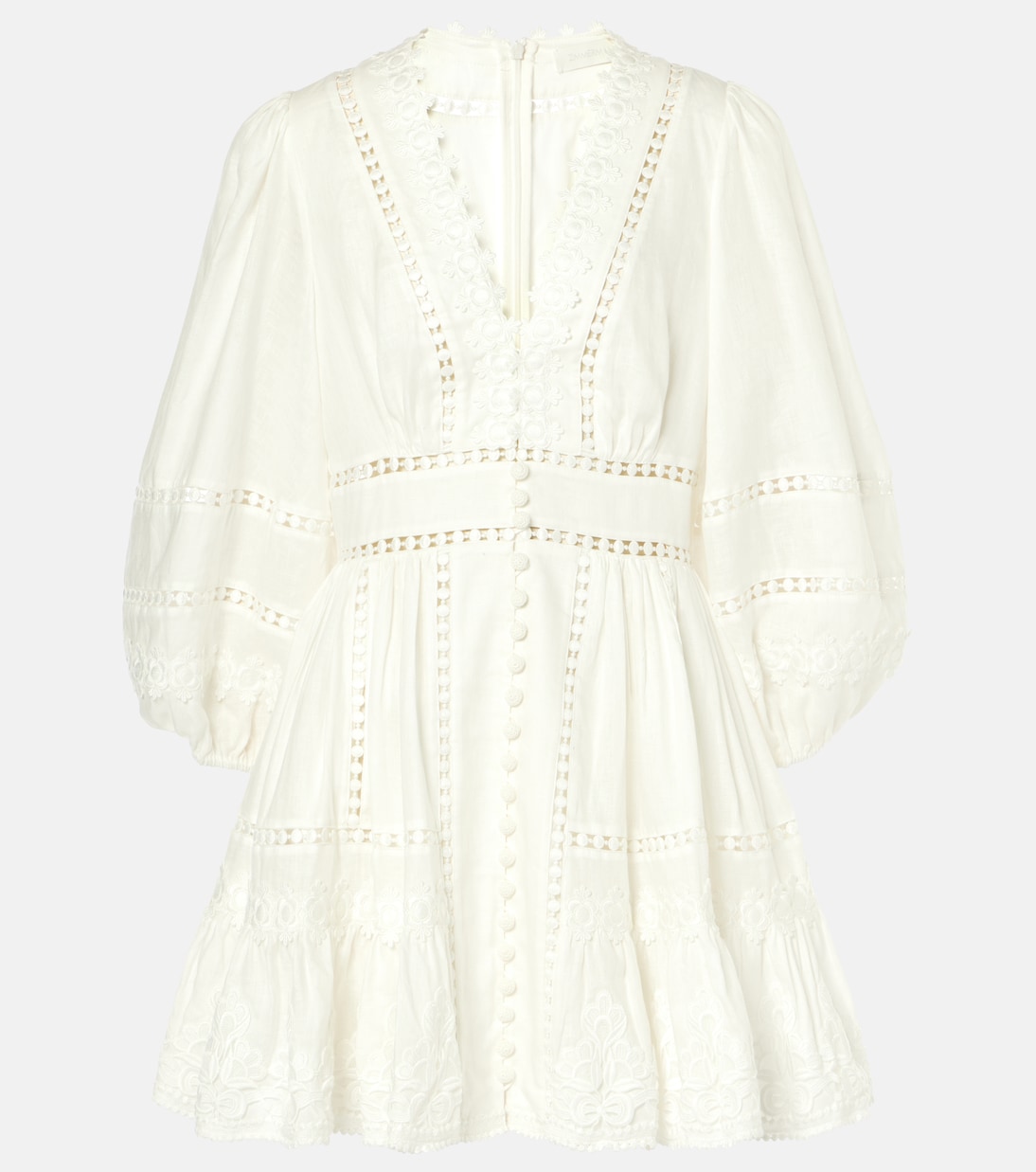 Pop lace-trimmed linen minidress | Zimmermann