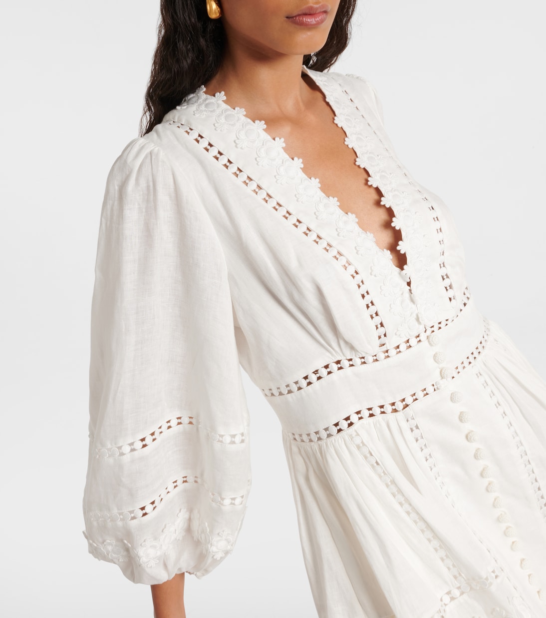 Pop lace-trimmed linen minidress | Zimmermann