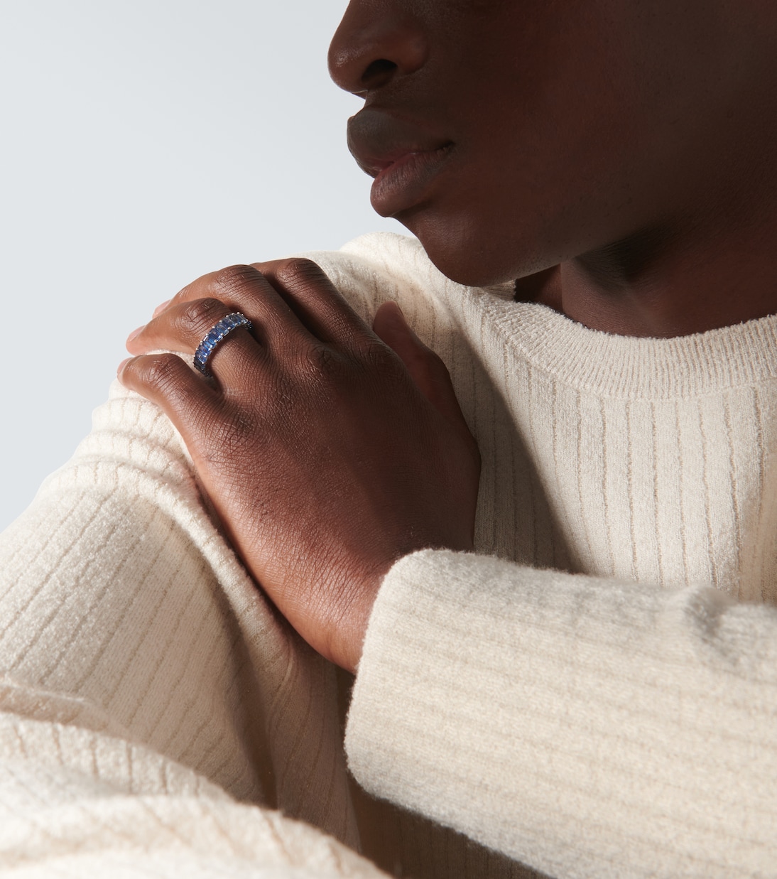 Bague Eternity en or blanc 18 ct et saphirs | Shay Jewelry