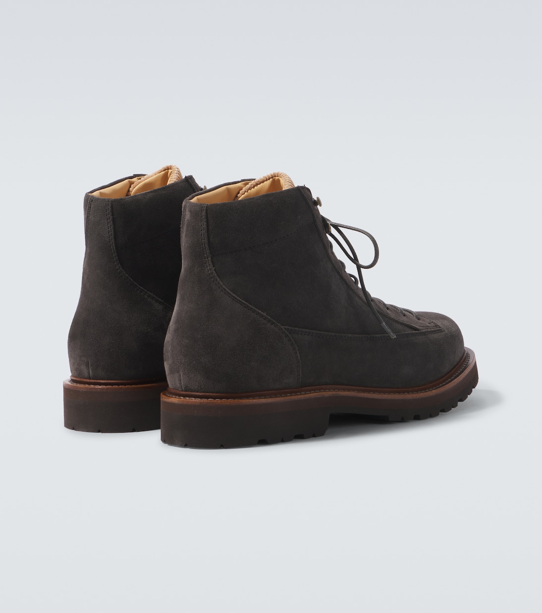 Schnürstiefel aus Veloursleder mit Cord | Brunello Cucinelli
