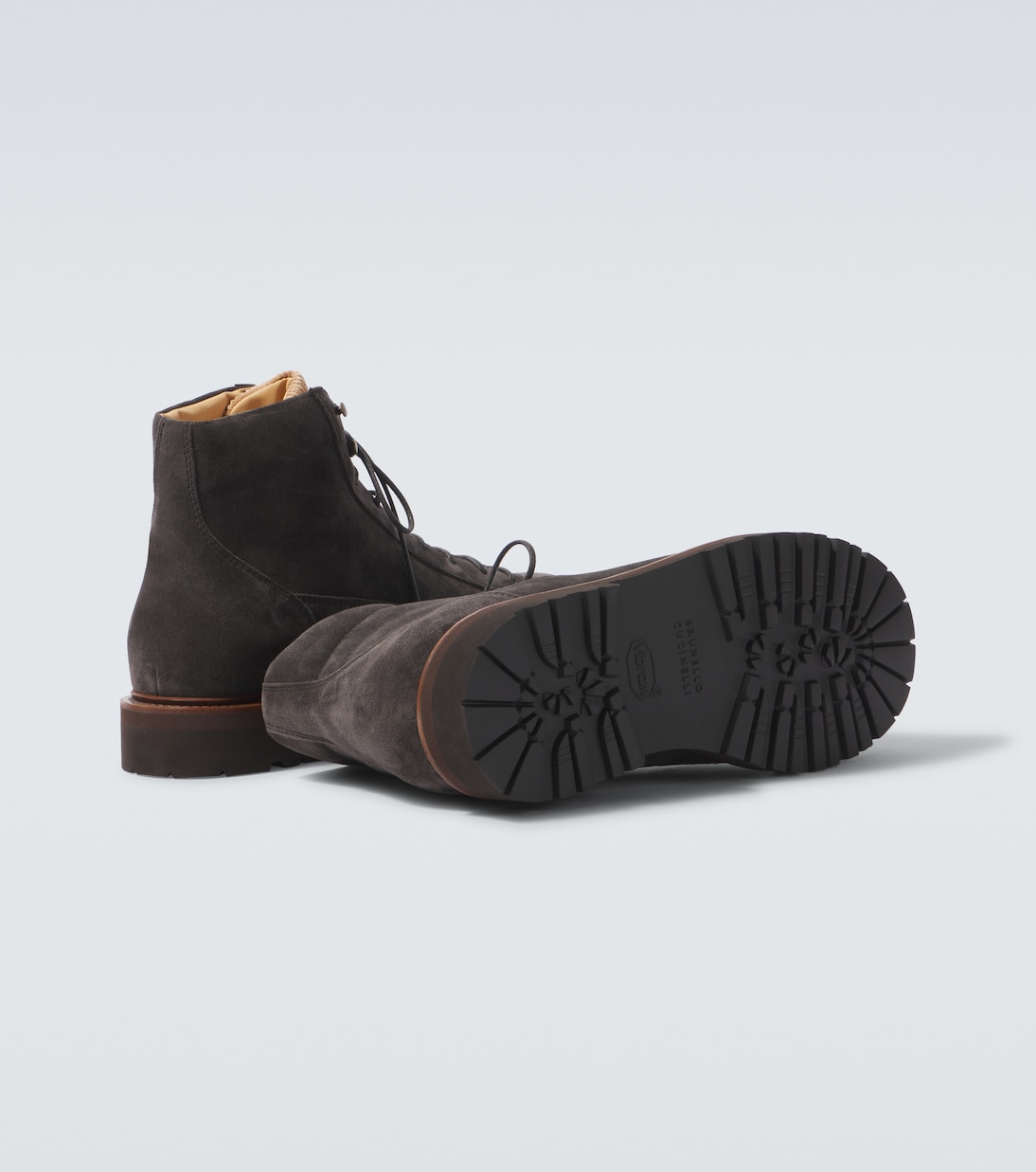 Schnürstiefel aus Veloursleder mit Cord | Brunello Cucinelli