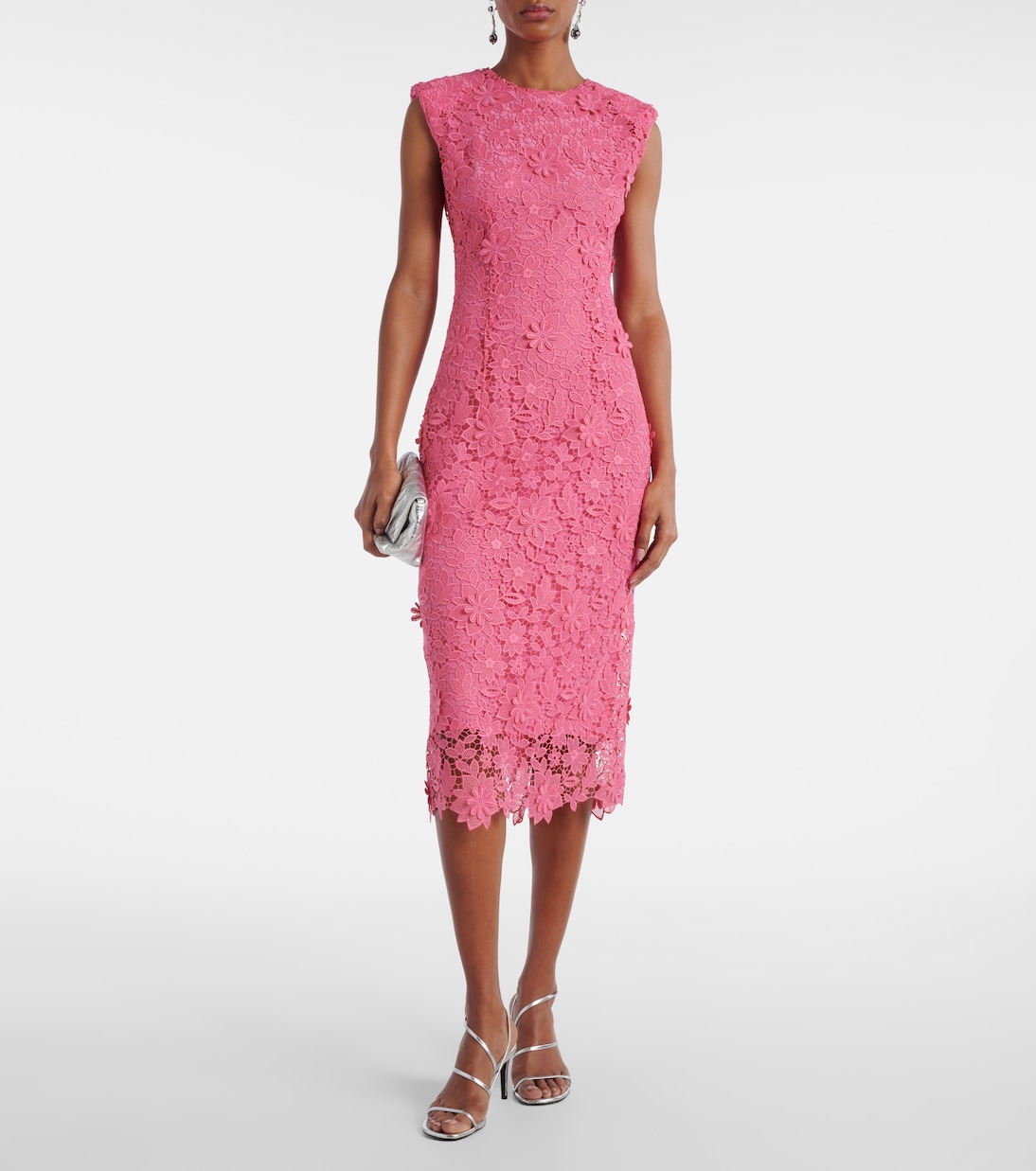 Abito midi Hibiscus in pizzo | Monique Lhuillier