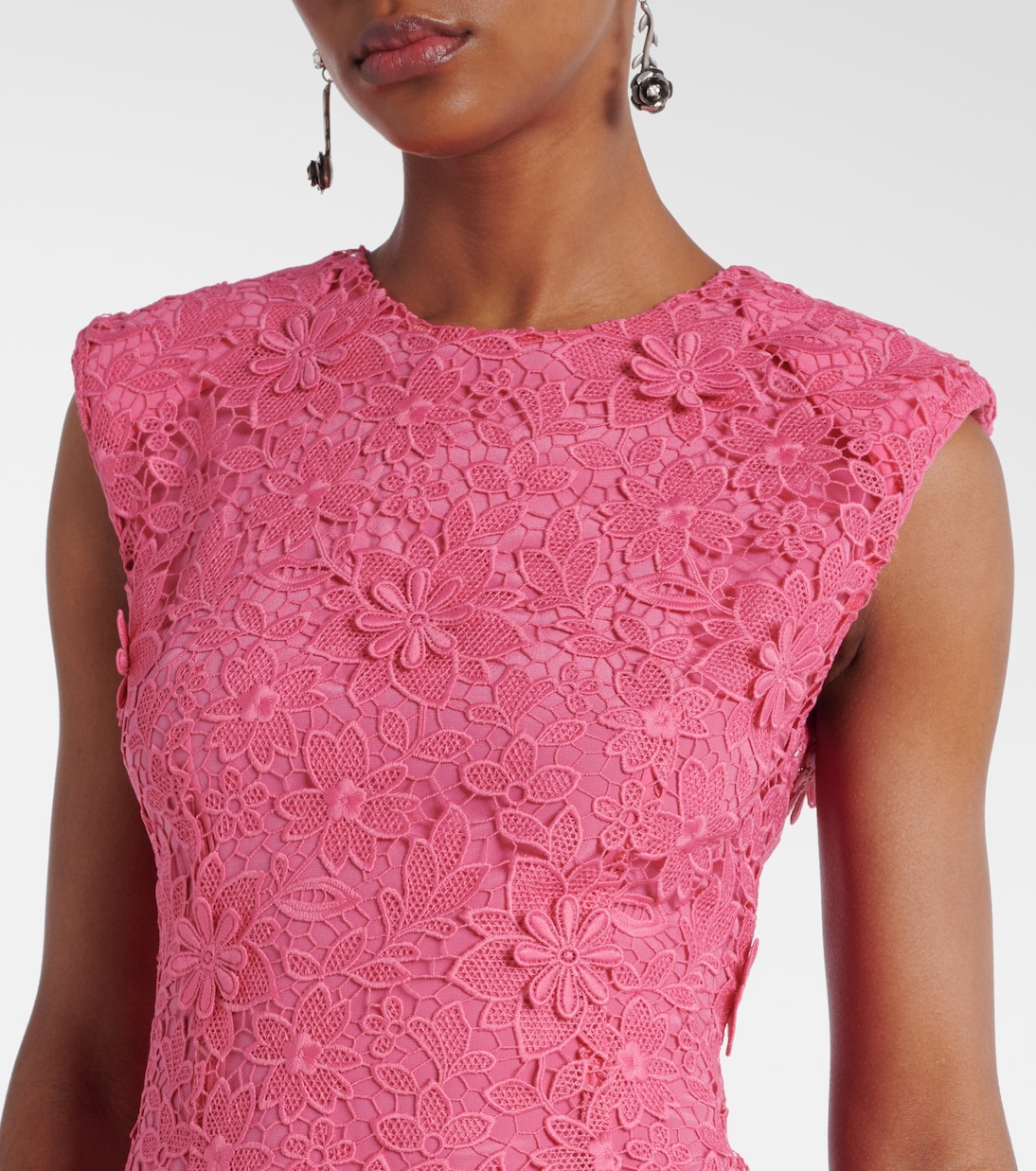 Abito midi Hibiscus in pizzo | Monique Lhuillier