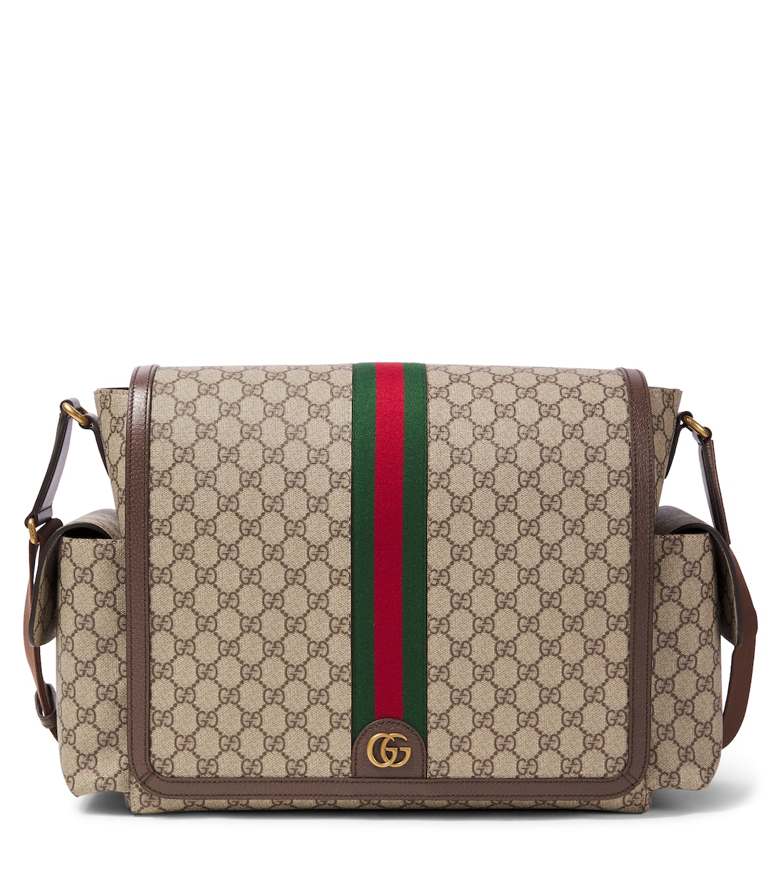 GG Large leather-trimmed baby changing bag | Gucci Kids