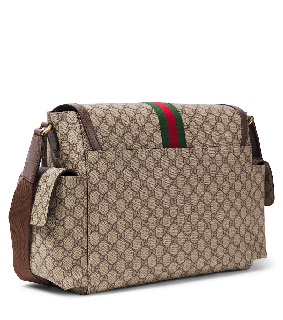 GG Large leather-trimmed baby changing bag | Gucci Kids