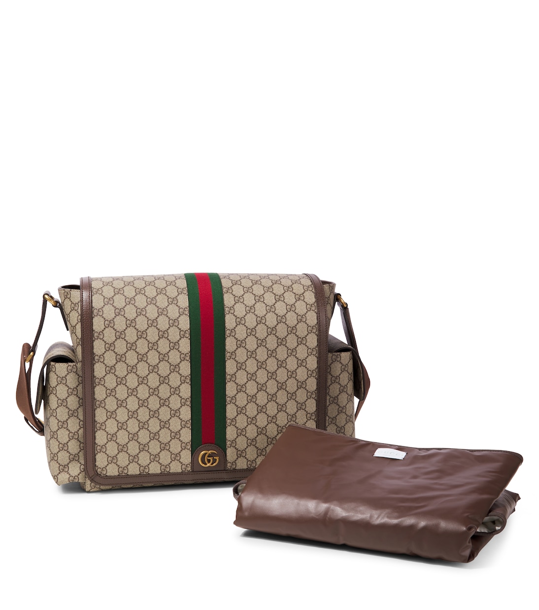 GG Large leather-trimmed baby changing bag | Gucci Kids