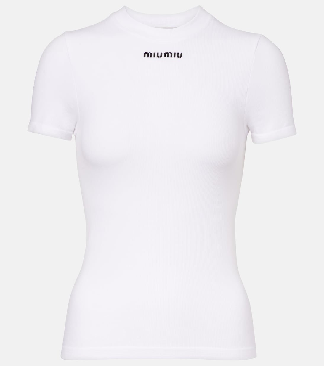 T-shirt in misto cotone con logo | Miu Miu