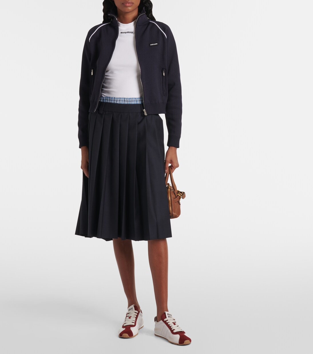 T-shirt in misto cotone con logo | Miu Miu