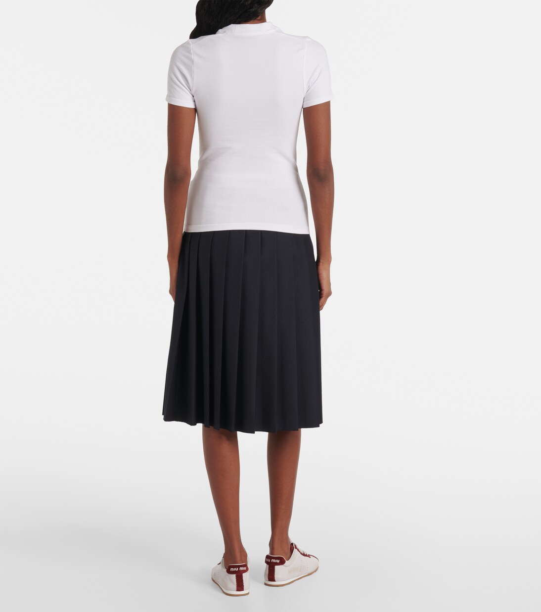 T-shirt in misto cotone con logo | Miu Miu