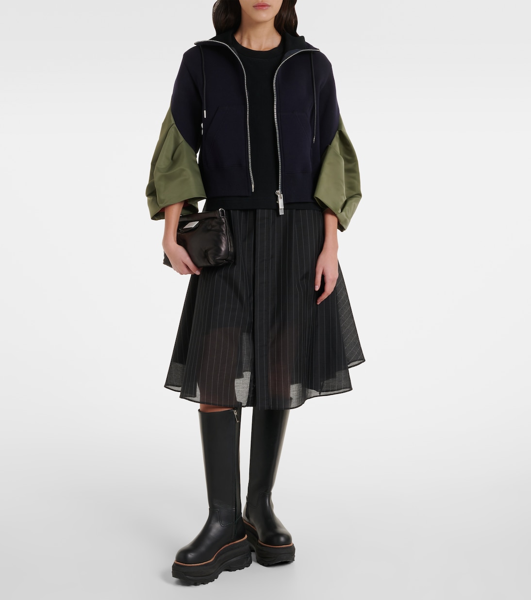 Sudadera con capucha de jersey y sarga | Sacai