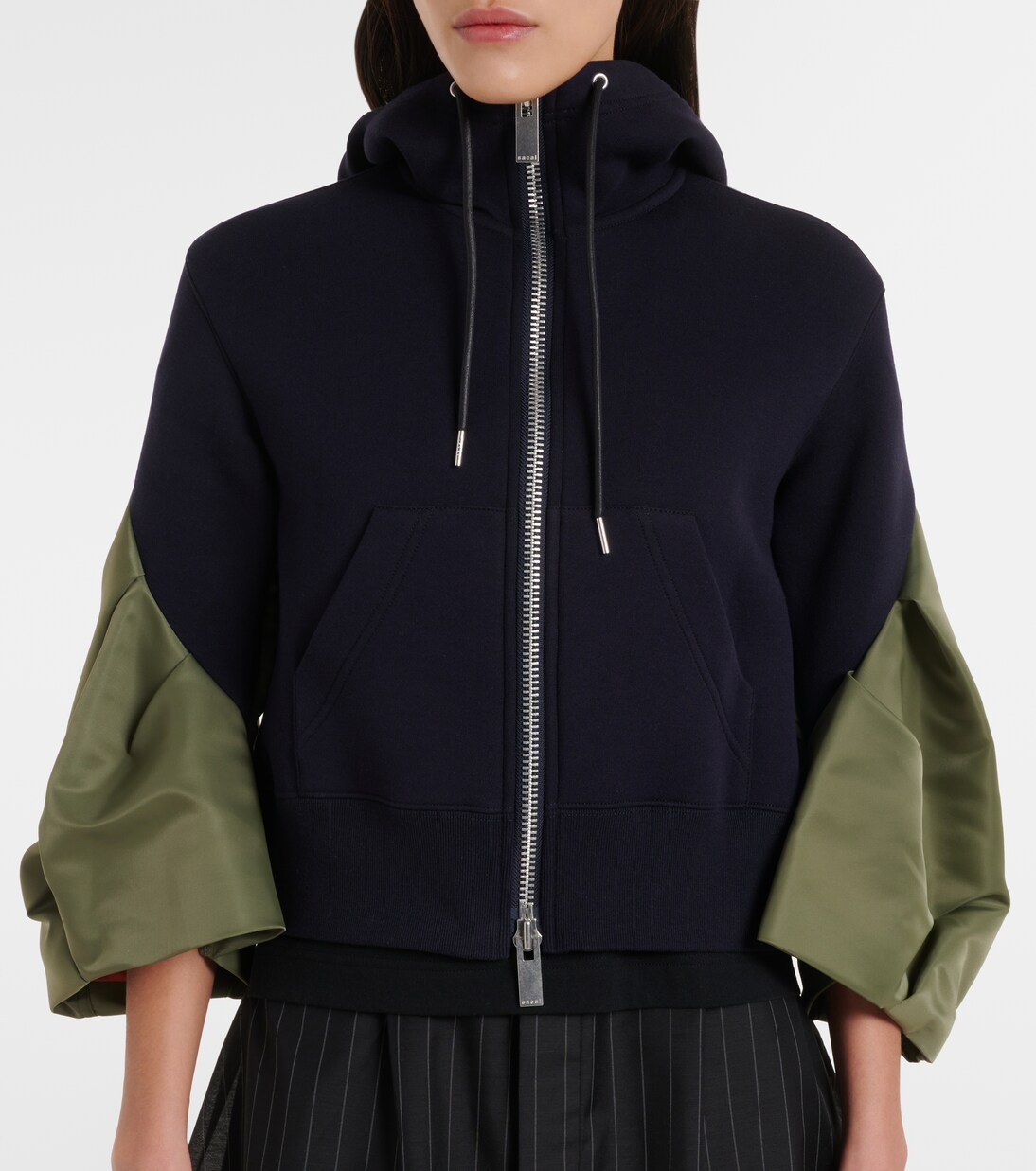 Sudadera con capucha de jersey y sarga | Sacai