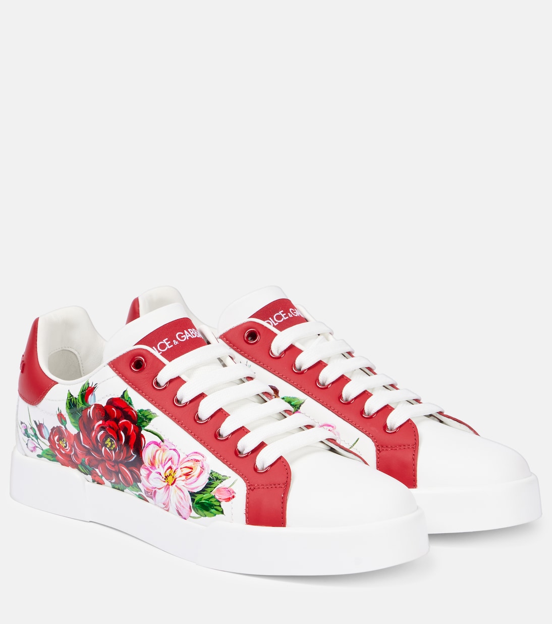 Baskets en cuir à fleurs | Dolce&Gabbana