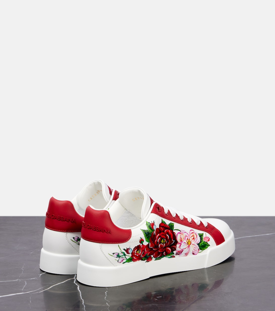 Baskets en cuir à fleurs | Dolce&Gabbana