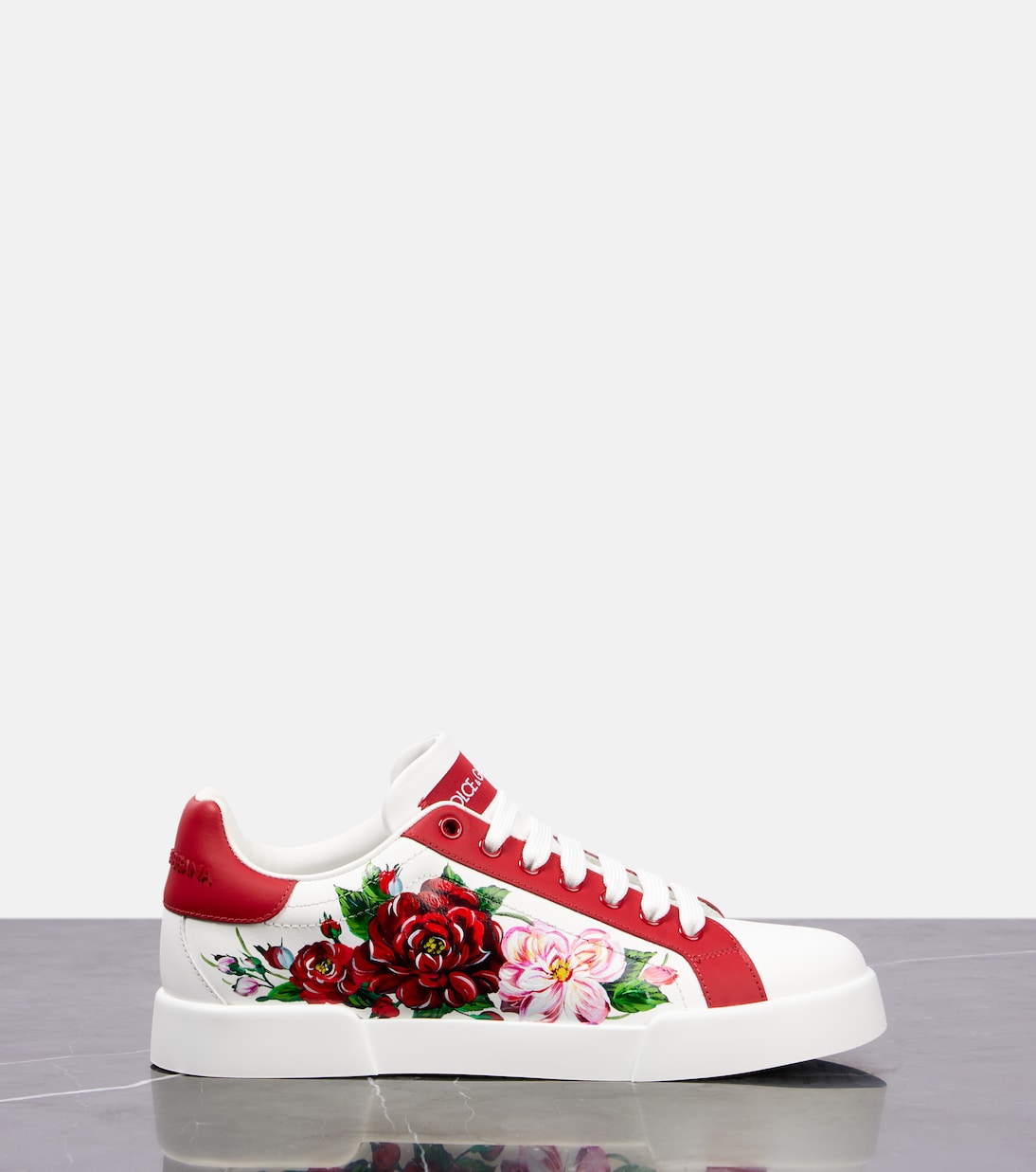 Baskets en cuir à fleurs | Dolce&Gabbana
