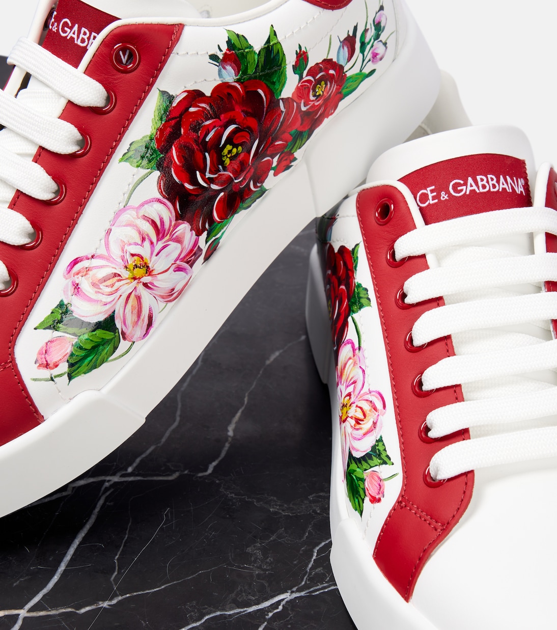Baskets en cuir à fleurs | Dolce&Gabbana