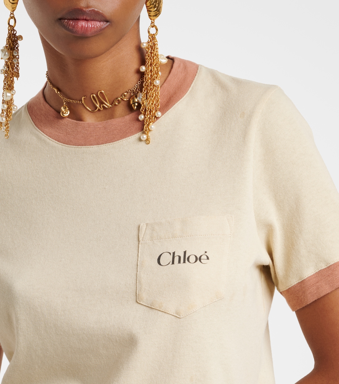 Camiseta de jersey de algodón con logo | Chloé