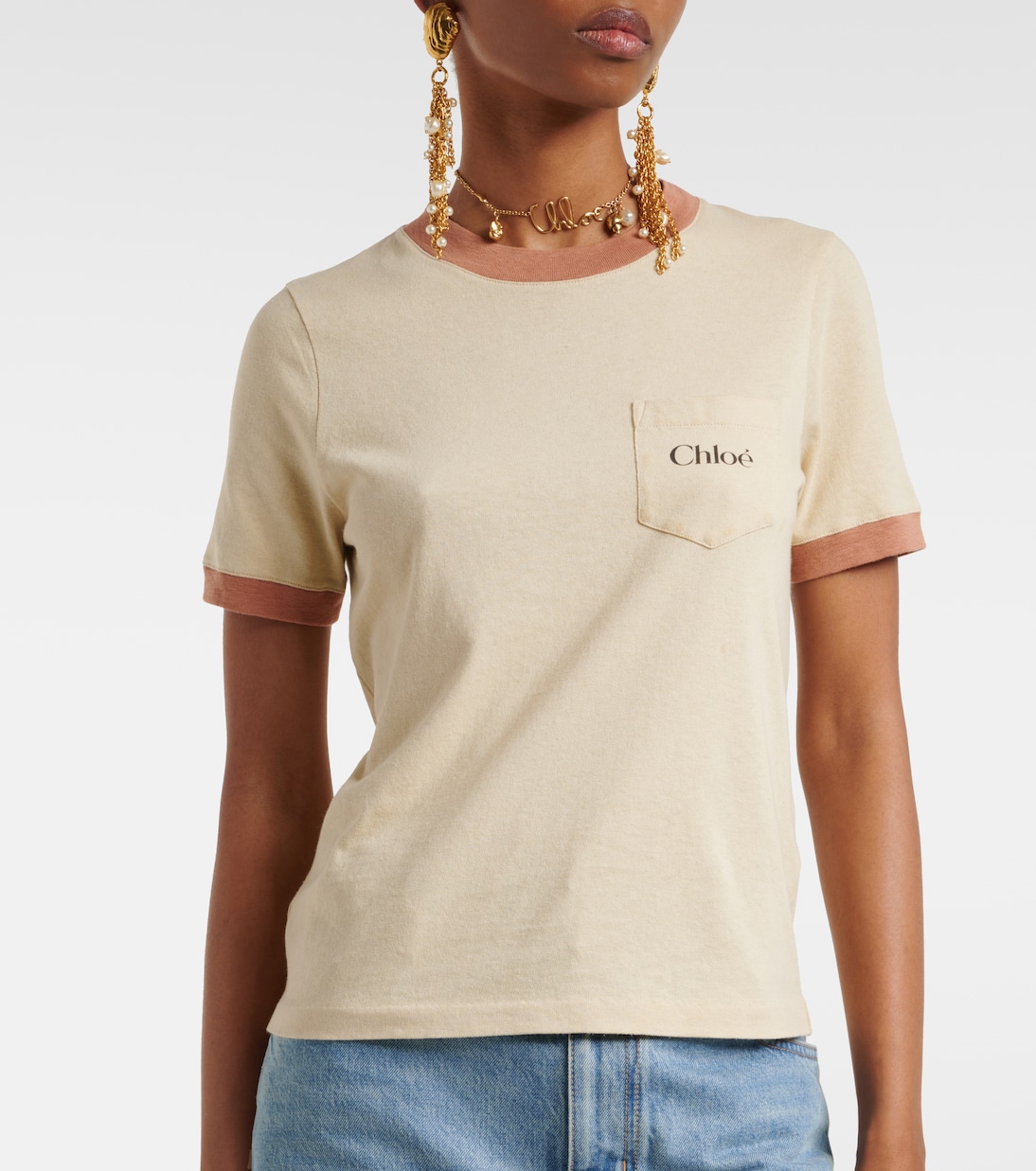 Camiseta de jersey de algodón con logo | Chloé